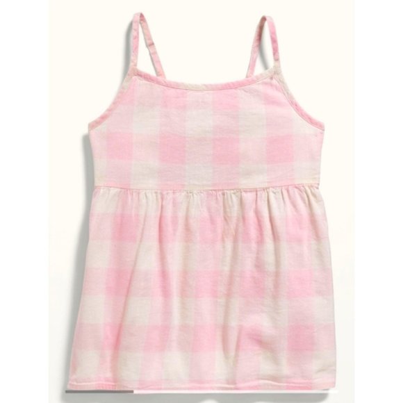 Other - Pink Checkered Buffalo Plaid Tie Back Swing Cami Top NWT L  10-12